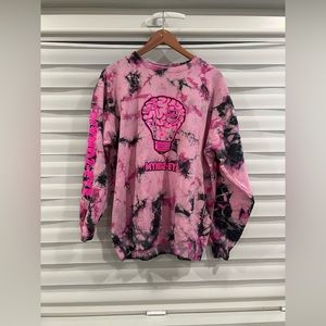 Pink and black tie-dye hoodie size medium runs a bit big